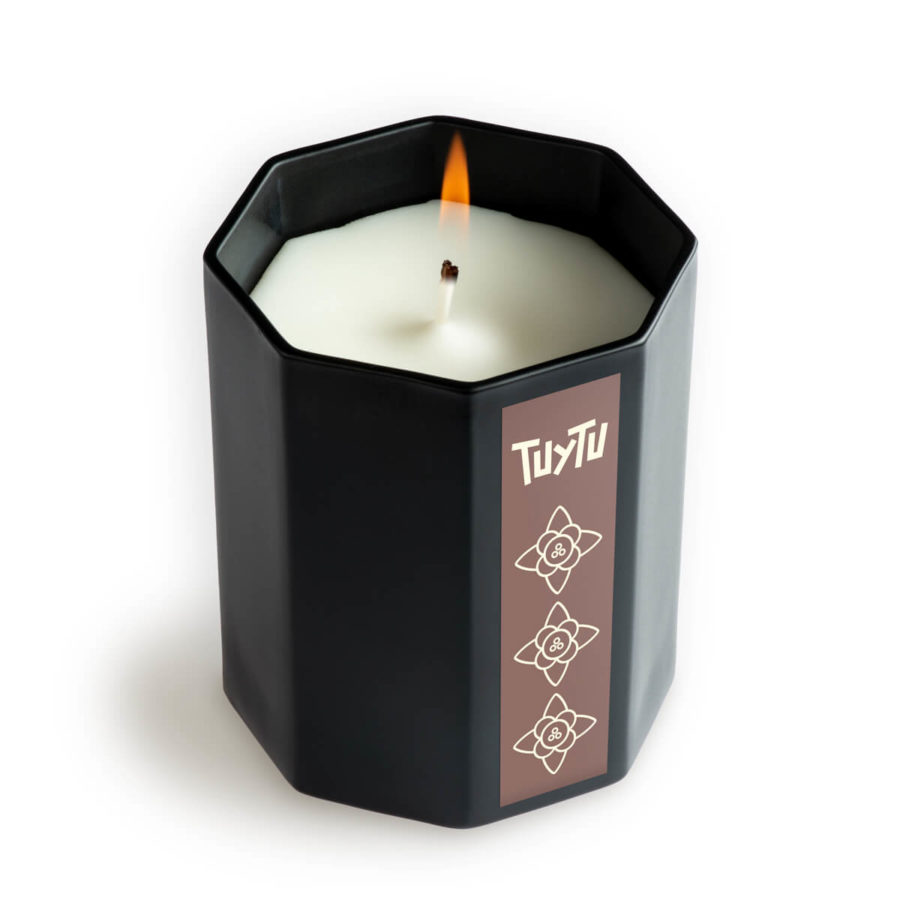 Vela de incienso TUYTU vela aromática de sándalo con tarro de cerámica negra